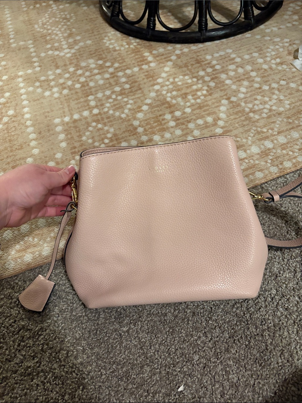 RADLEY LONDON Blush Pink Pebbled Leather Crossbody Bag